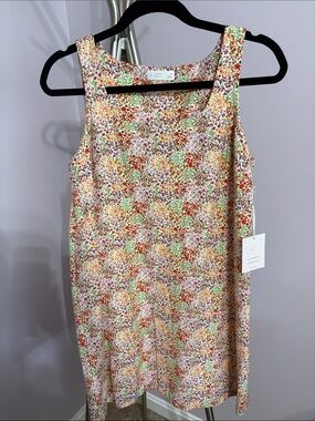 NWT LC Lauren Conrad Floral Print Sleeveless Dress in Purple, Orange, Green